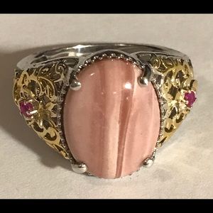 Australian Pink Opal Ring w/ Rubies Size 9